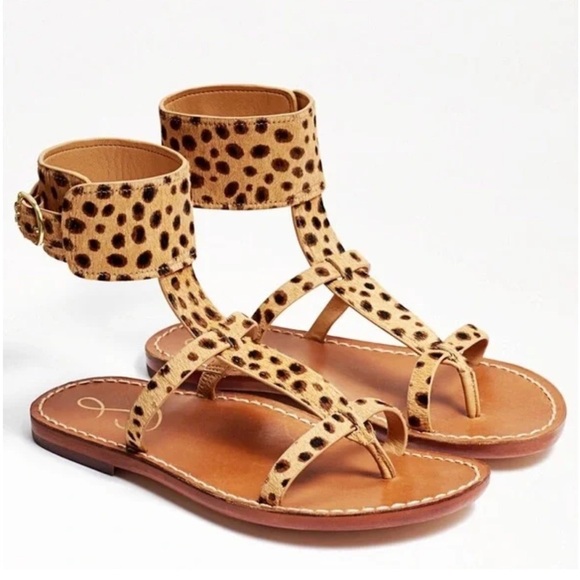 Sam Edelman | Mollie Gladiator Sandals Cheetah Cow Hair Size 6.5 - Picture 1 of 13